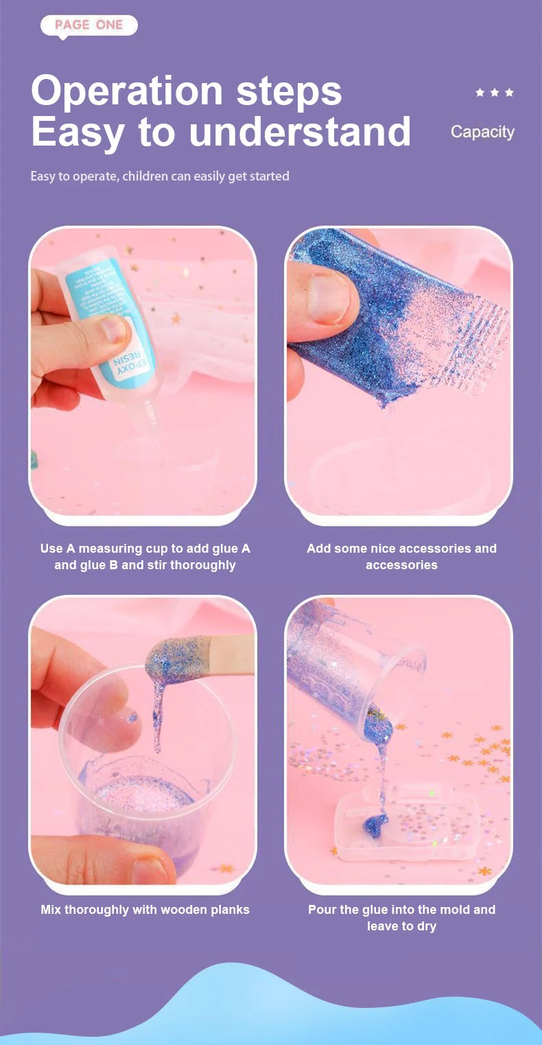 Kids Crystal Glue Keychain Craft Kit