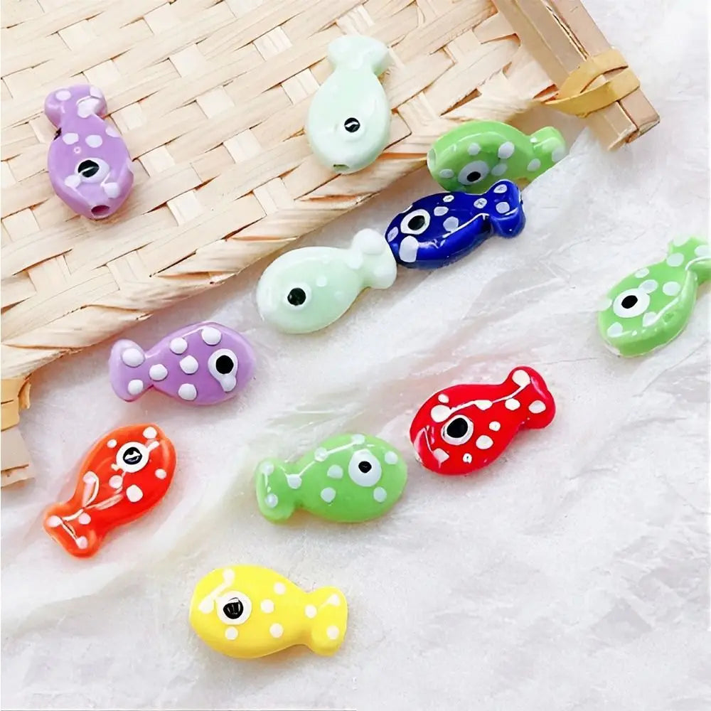 10pcs Handmade Ceramic Small Fish Beads