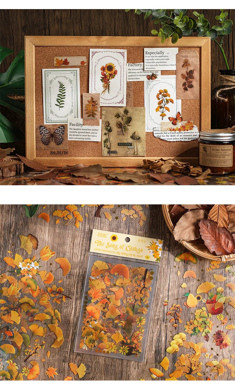 8pcs Vintage Autumn Forest Stickers