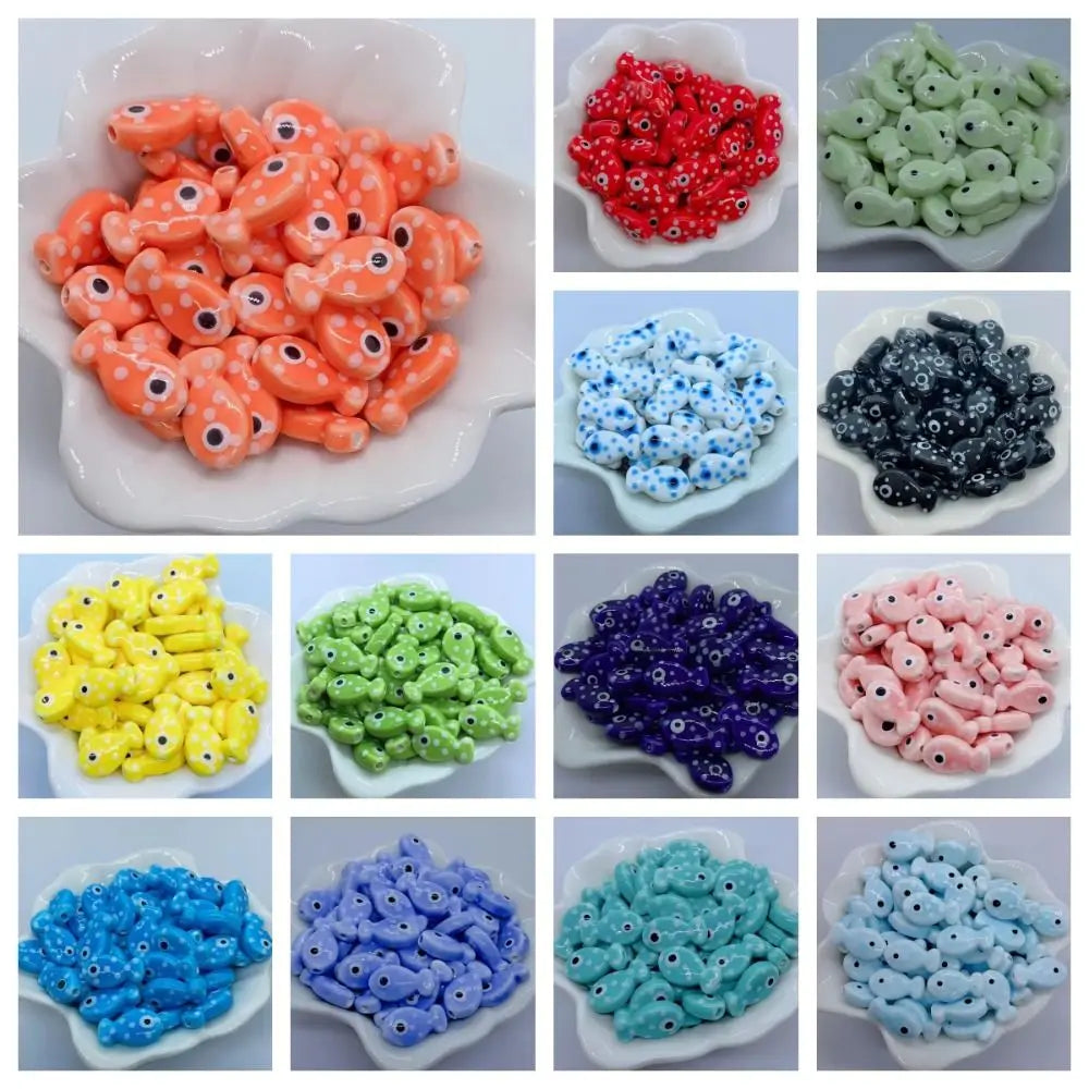 10pcs Handmade Ceramic Small Fish Beads