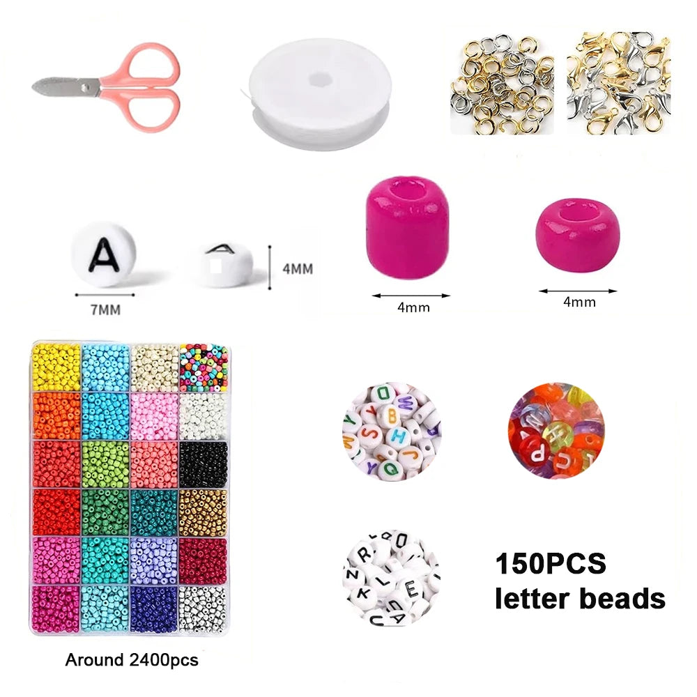 3000pcs Seed Beads & 150 Letter Beads Kit