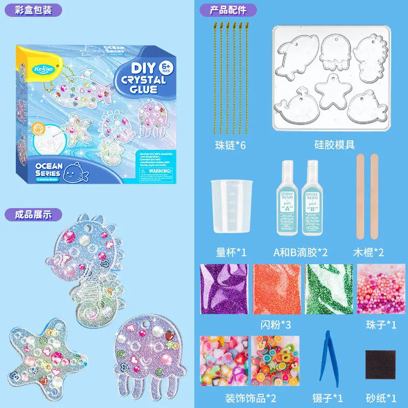 Kids Crystal Glue Keychain Craft Kit