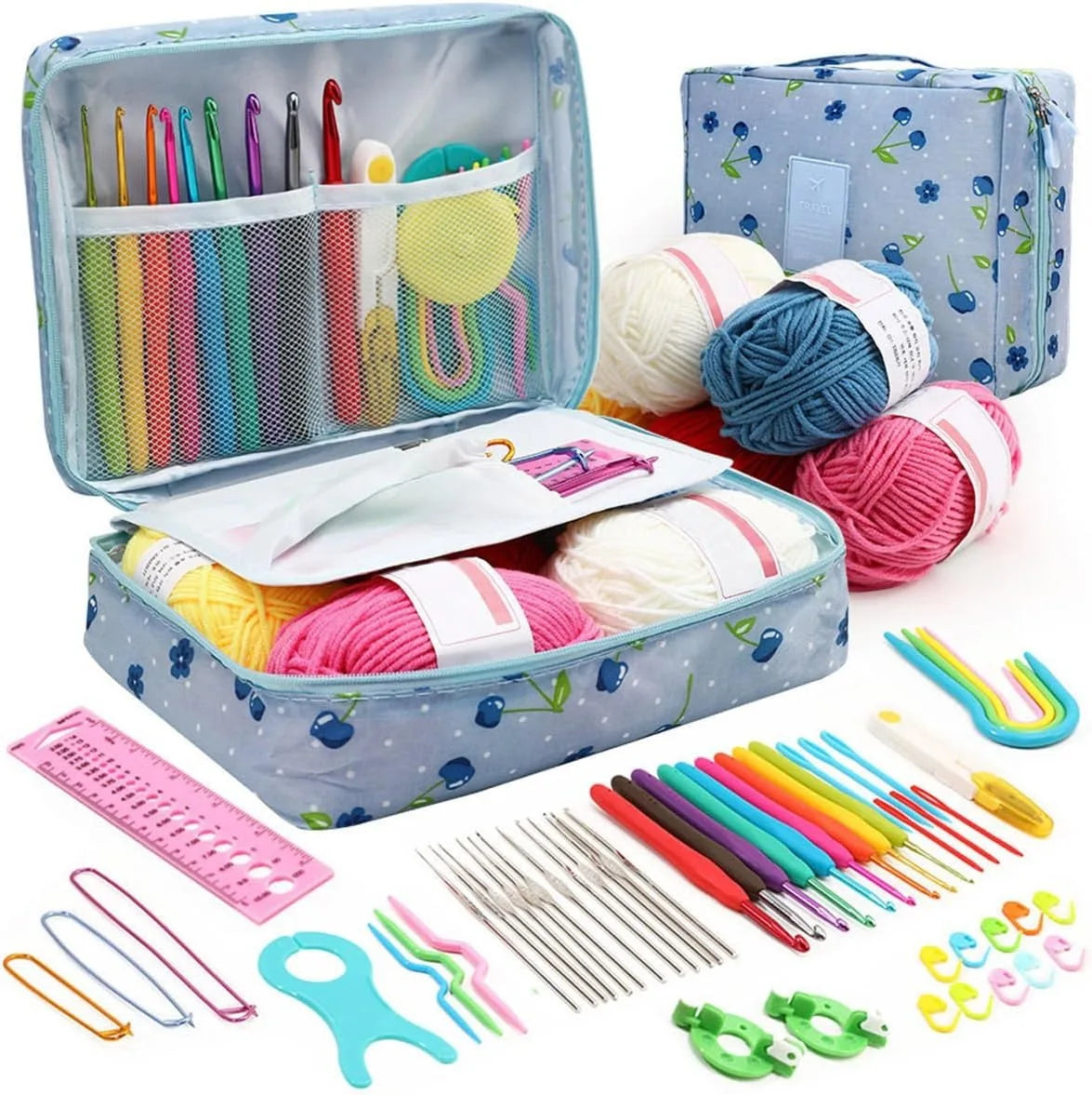 KOVEEN 59pcs Beginner Crochet Hook Kit with Storage Bag