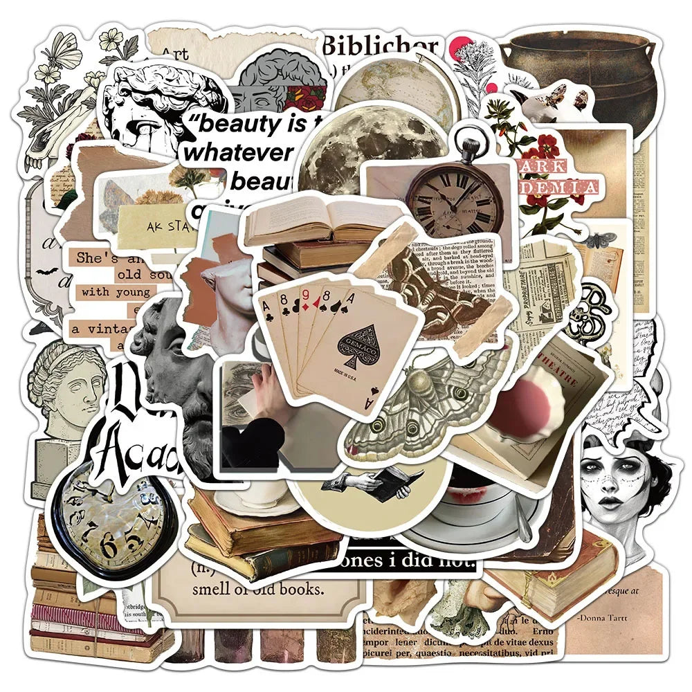 10/25/50pcs Mixed Retro Art Stickers