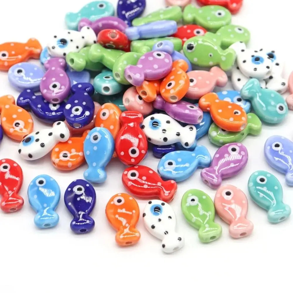 10pcs Handmade Ceramic Small Fish Beads