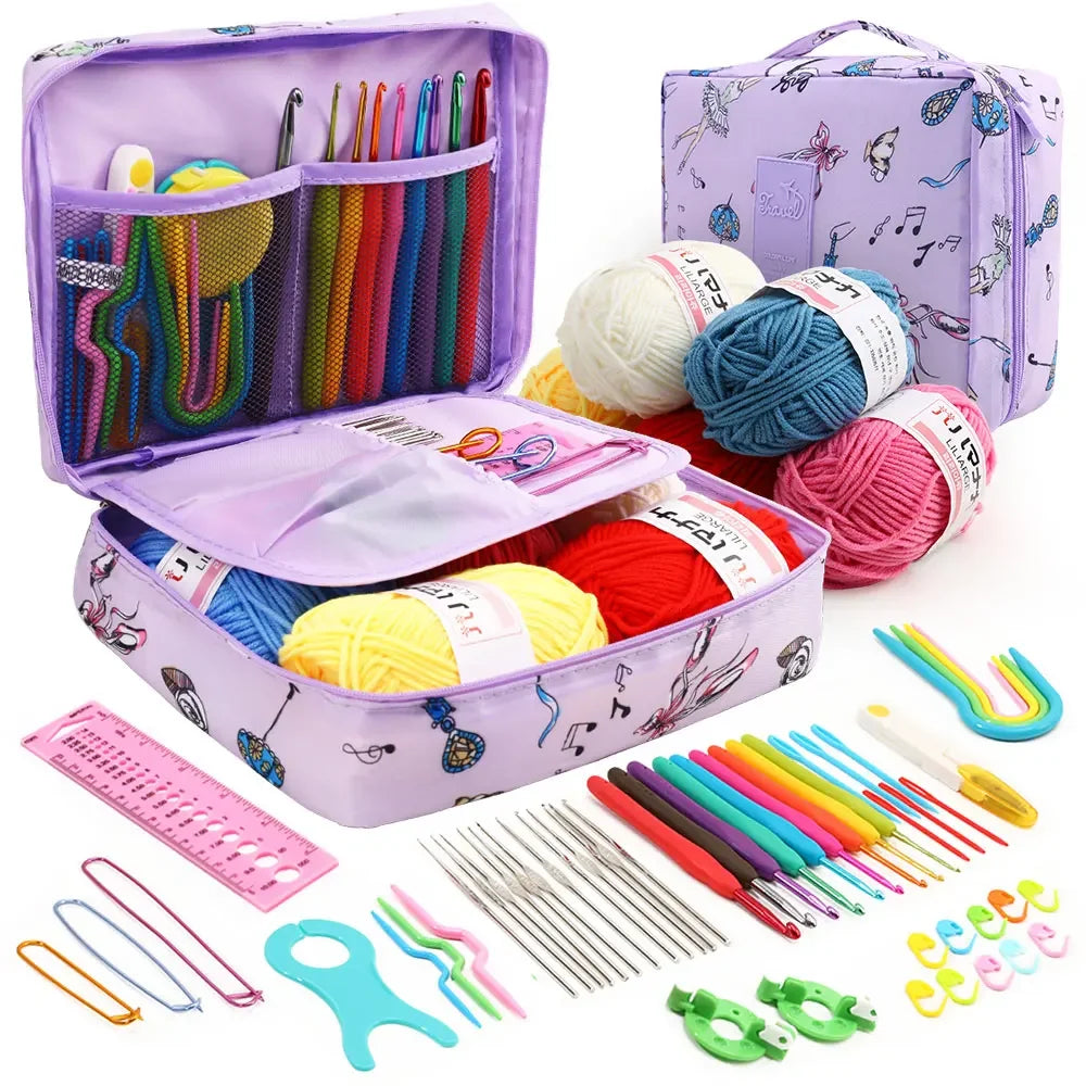 KOVEEN 59pcs Beginner Crochet Hook Kit with Storage Bag