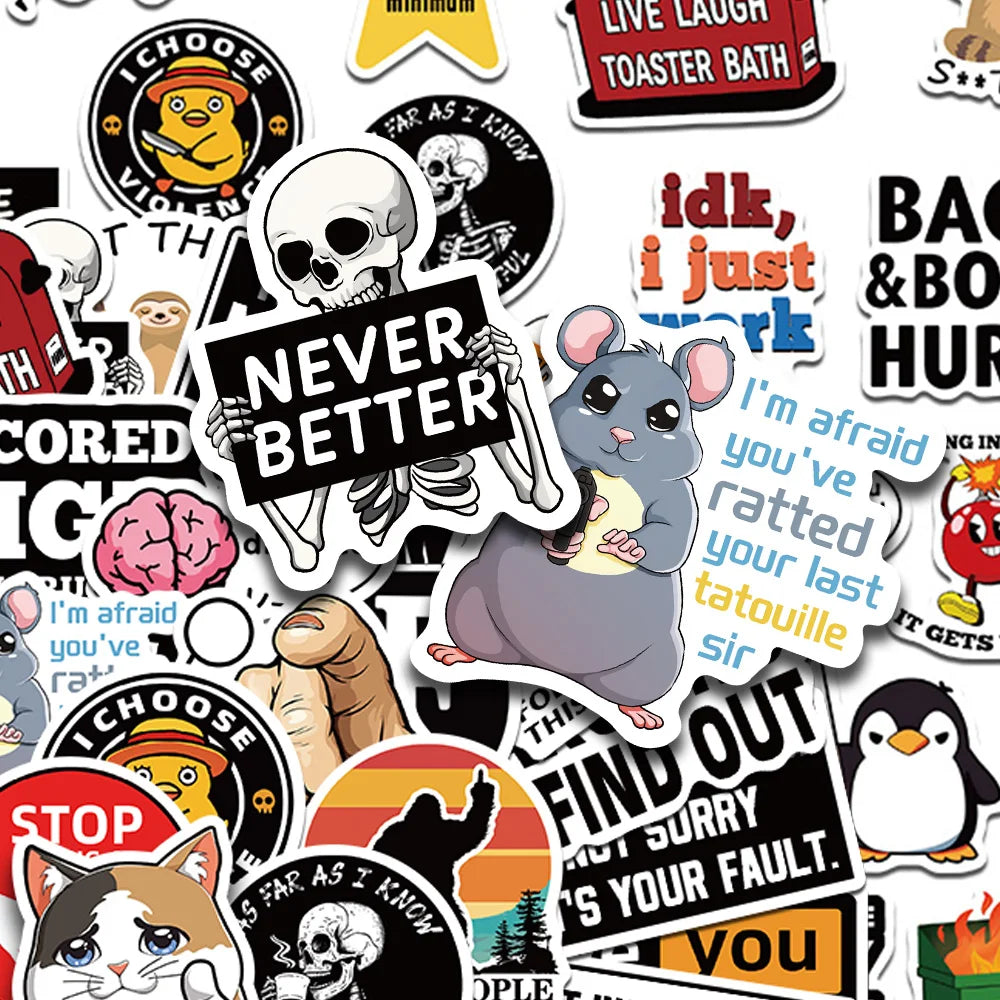 50/100pcs Cartoon Snarky MEME Stickers