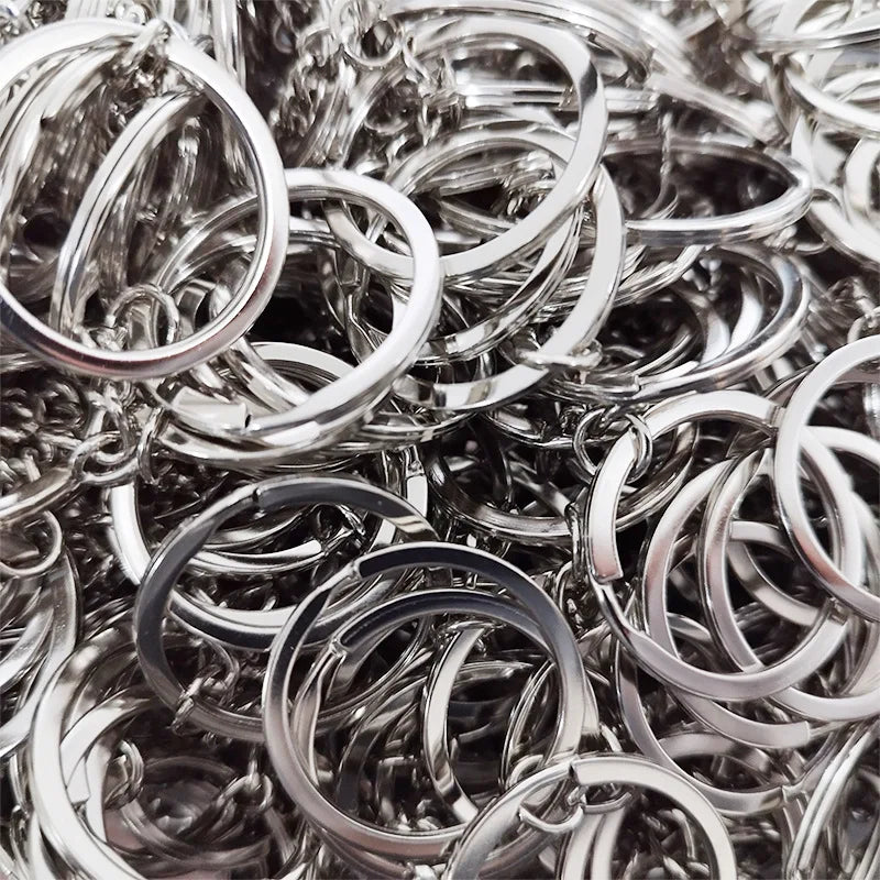 50/500pcs Silver-Plated Metal Blank Keyrings