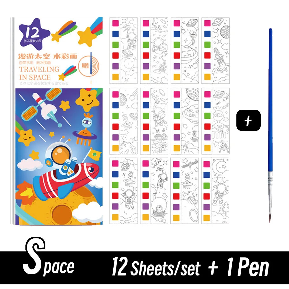 12 Sheets Portable Watercolor Painting Book