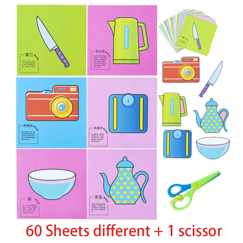 49–91pcs Kids Scissor Skills Cutting Practice Set