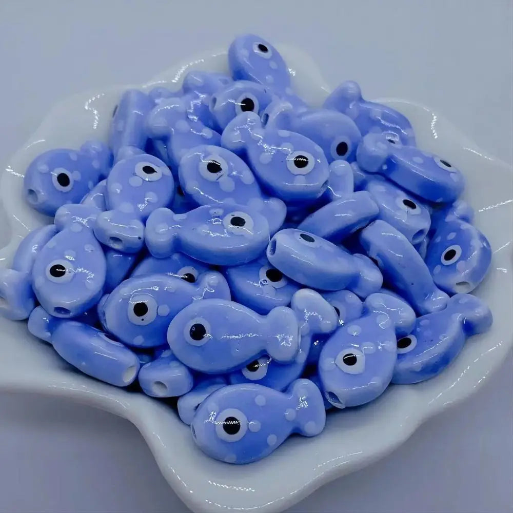 10pcs Handmade Ceramic Small Fish Beads