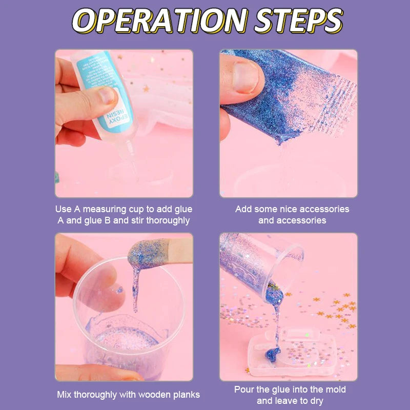 Kids DIY Crystal Glue Keychain Craft Kit