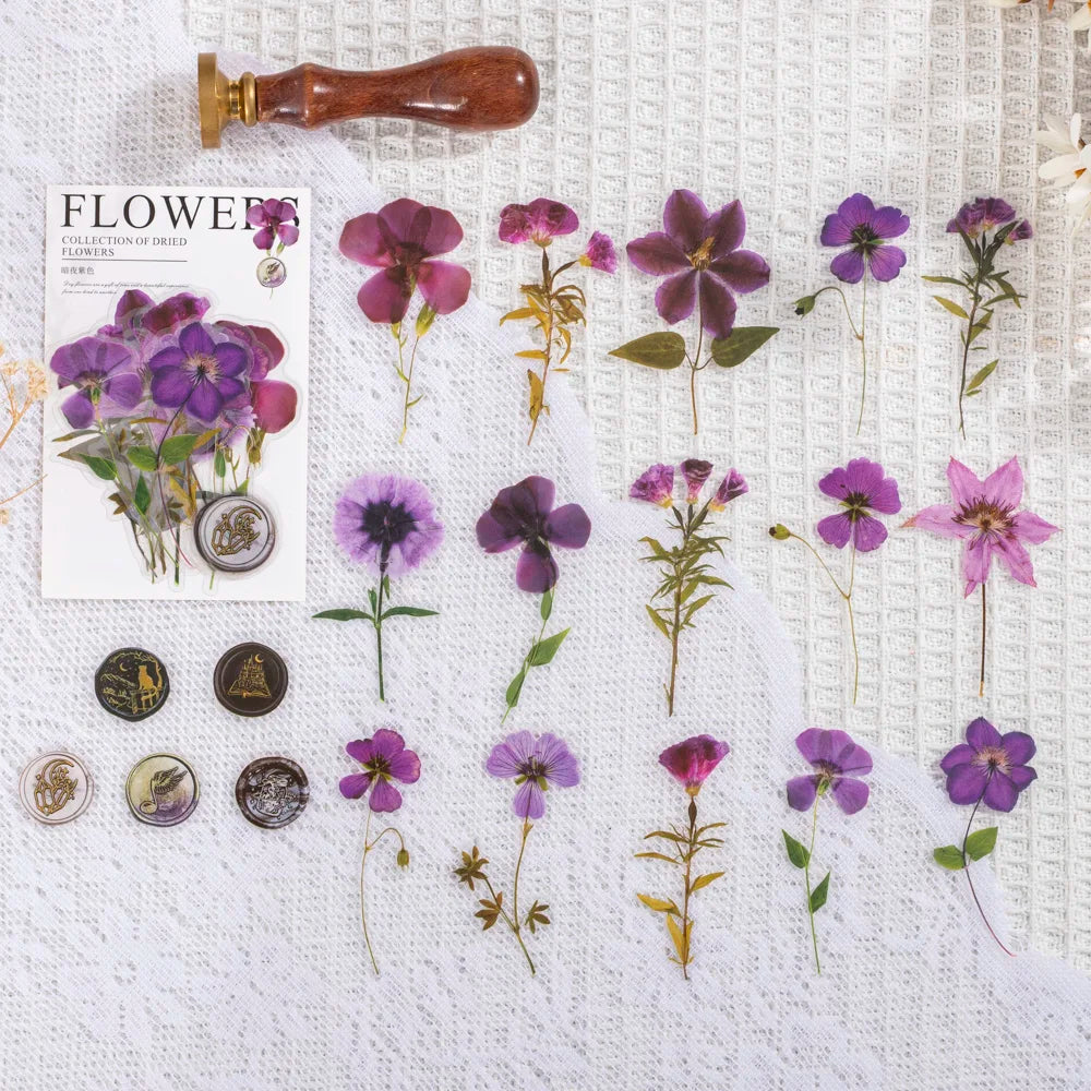 40pcs Vintage Dried Flower & Leaf Stickers