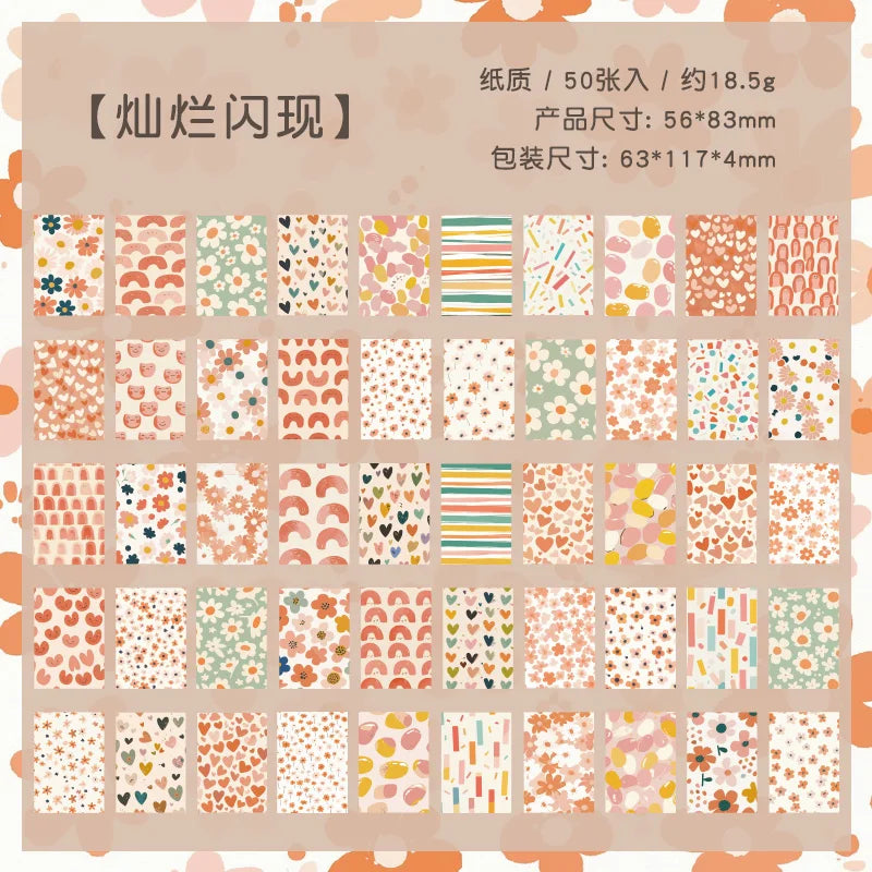 50pcs Vintage Multi-Style Decorative Paper