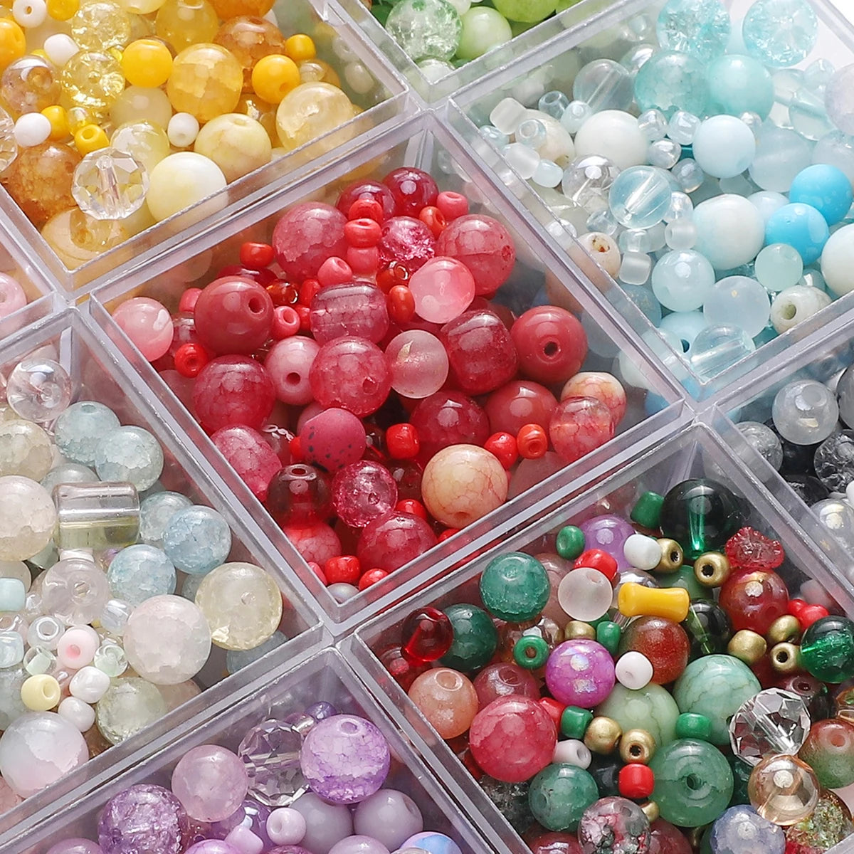 30g Mixed Glass Beads (3–12mm) for DIY Jewelry
