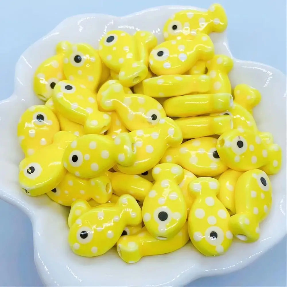 10pcs Handmade Ceramic Small Fish Beads