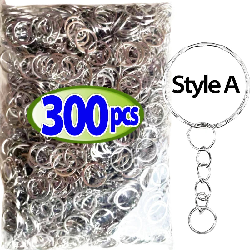 50/500pcs Silver-Plated Metal Blank Keyrings