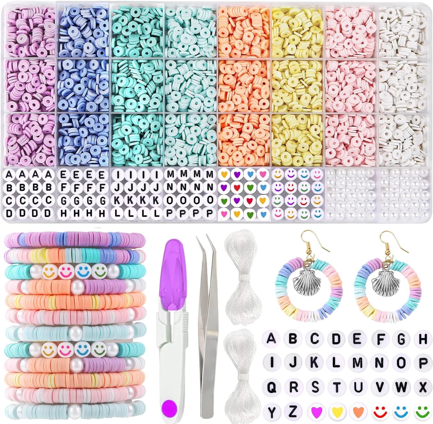 3860pcs Macarons Color Polymer Clay Flat Chip Beads Set