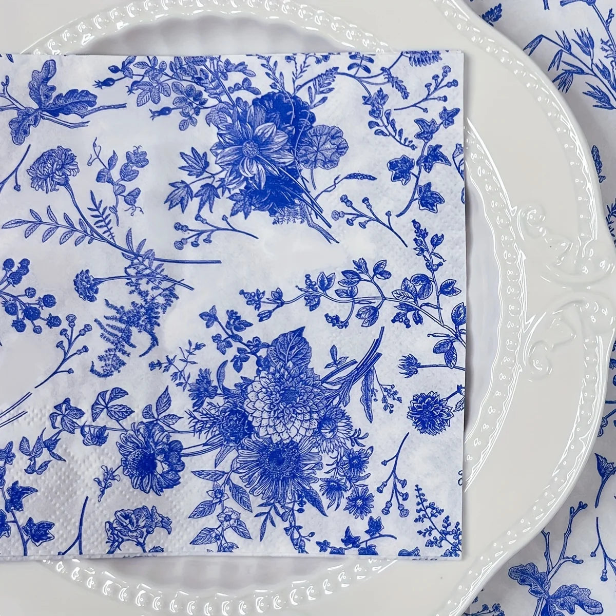 20–100pcs Vintage Blue & White Porcelain Decoupage Paper Napkins