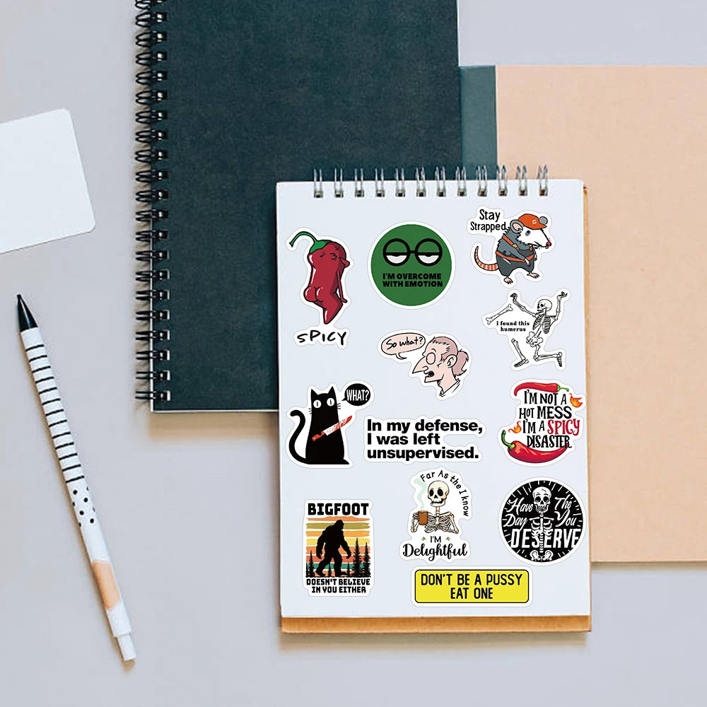 50/100pcs Cartoon Snarky MEME Stickers