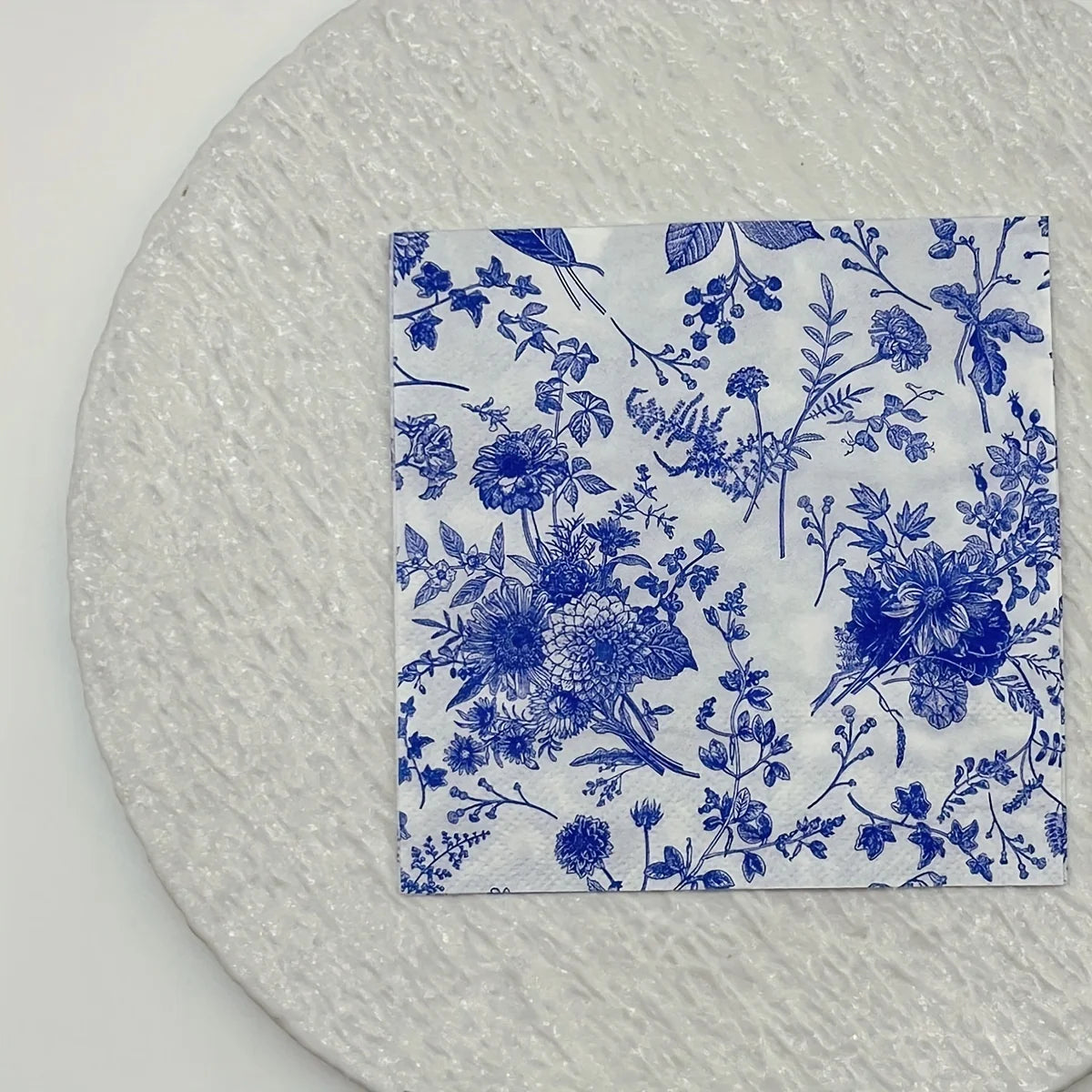 20–100pcs Vintage Blue & White Porcelain Decoupage Paper Napkins