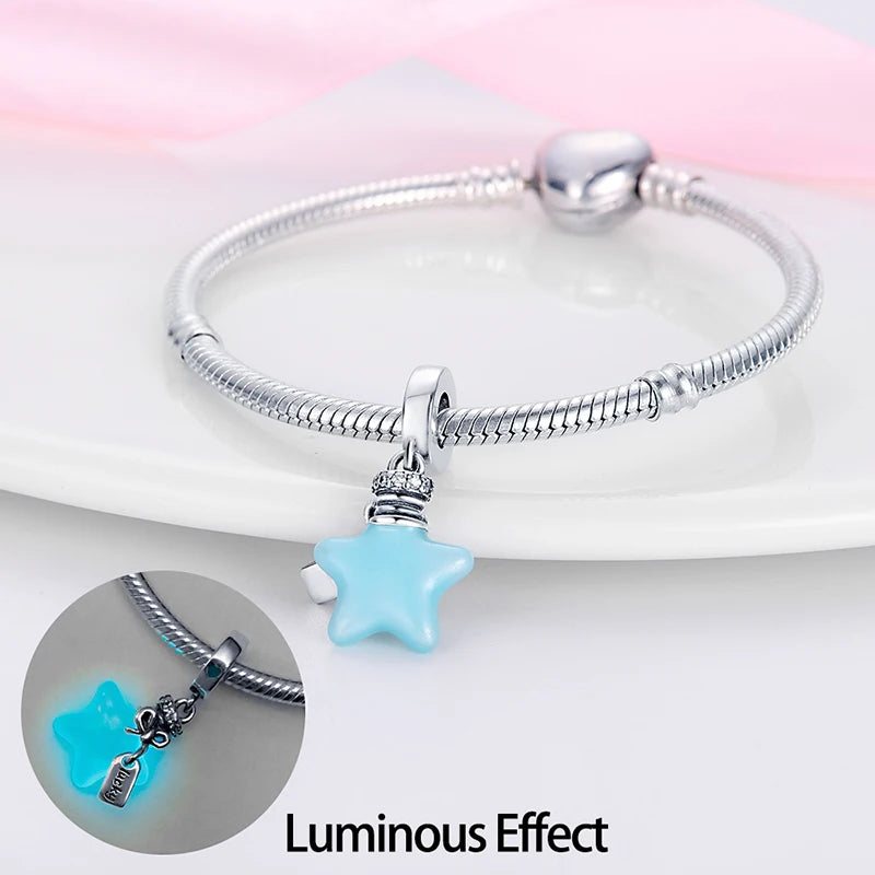 S925 Silver Luminous Firefly & Star Charms (3mm)