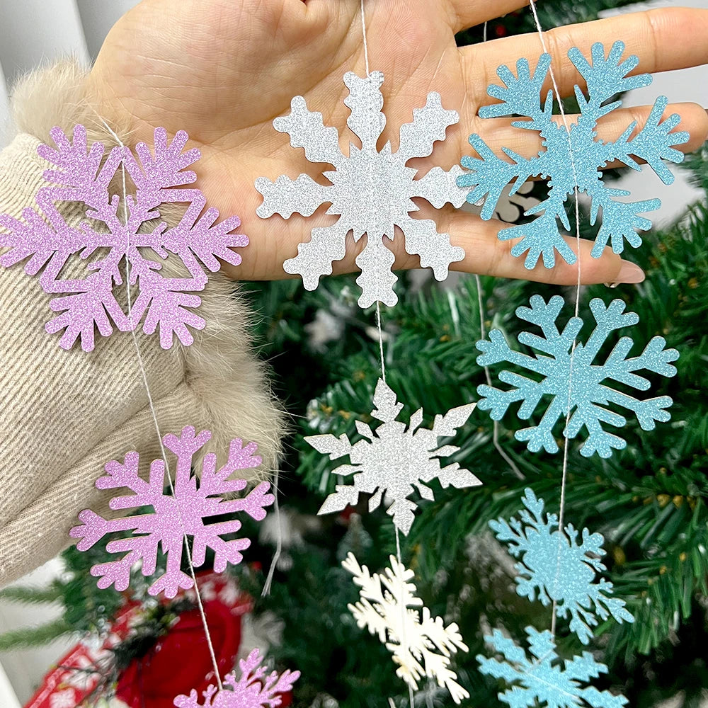12/120pcs Glitter Paper Snowflake Christmas Decorations