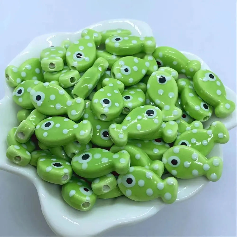 10pcs Handmade Ceramic Small Fish Beads
