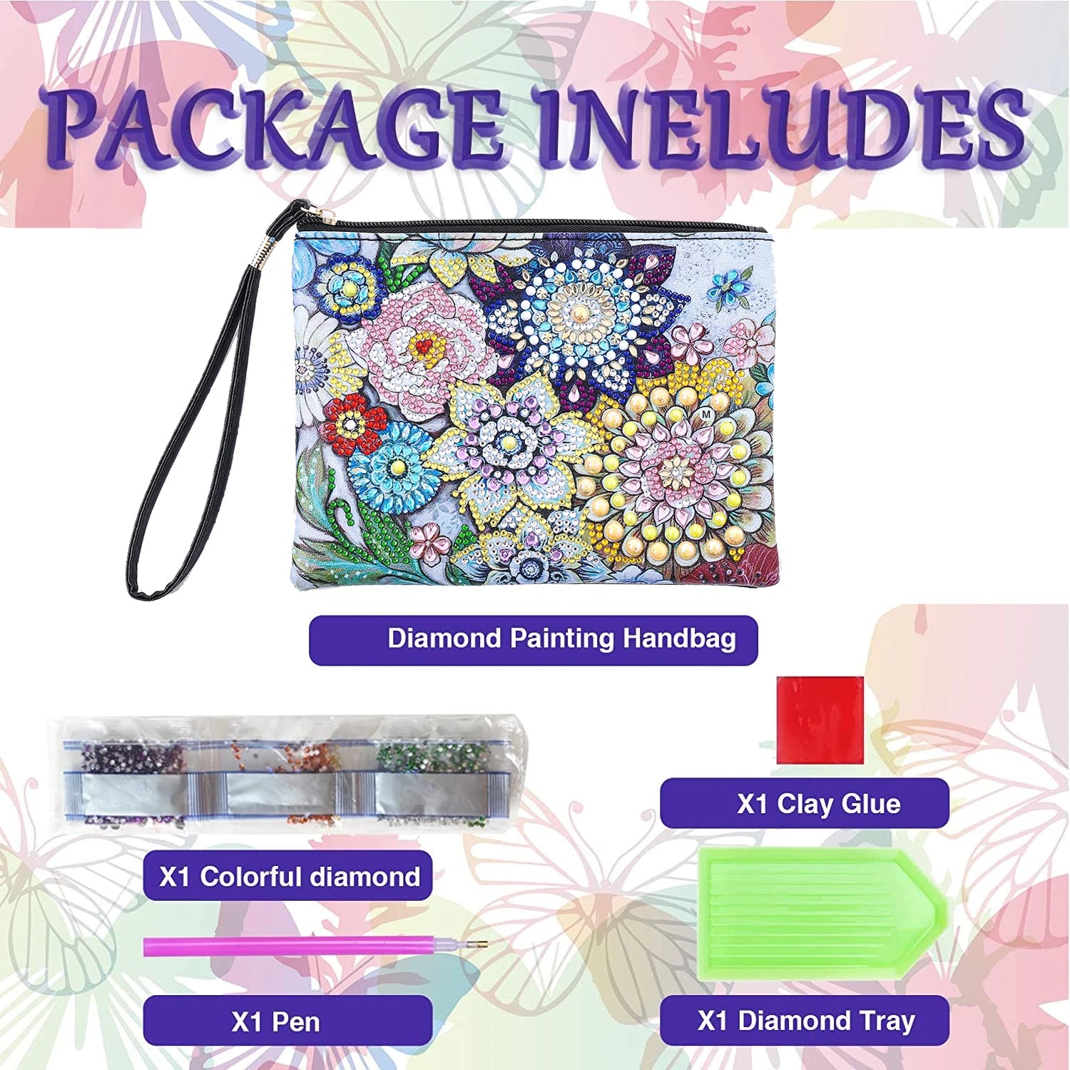 DIY Mandala Diamond Painting PU Leather Purse