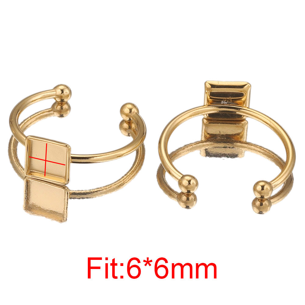 10pcs Adjustable Stainless Steel Open Ring Settings
