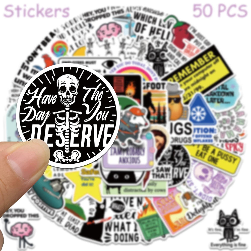 50/100pcs Cartoon Snarky MEME Stickers
