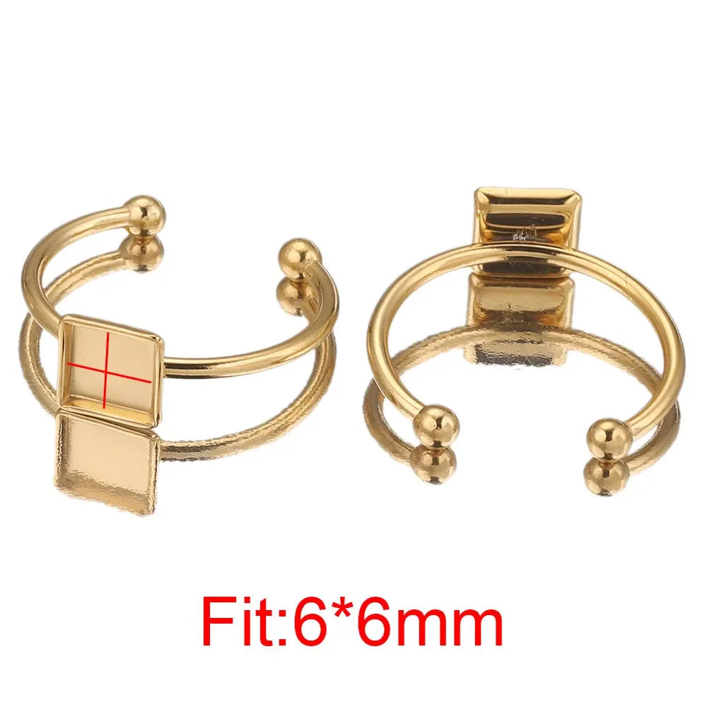 10pcs Adjustable Stainless Steel Open Ring Settings