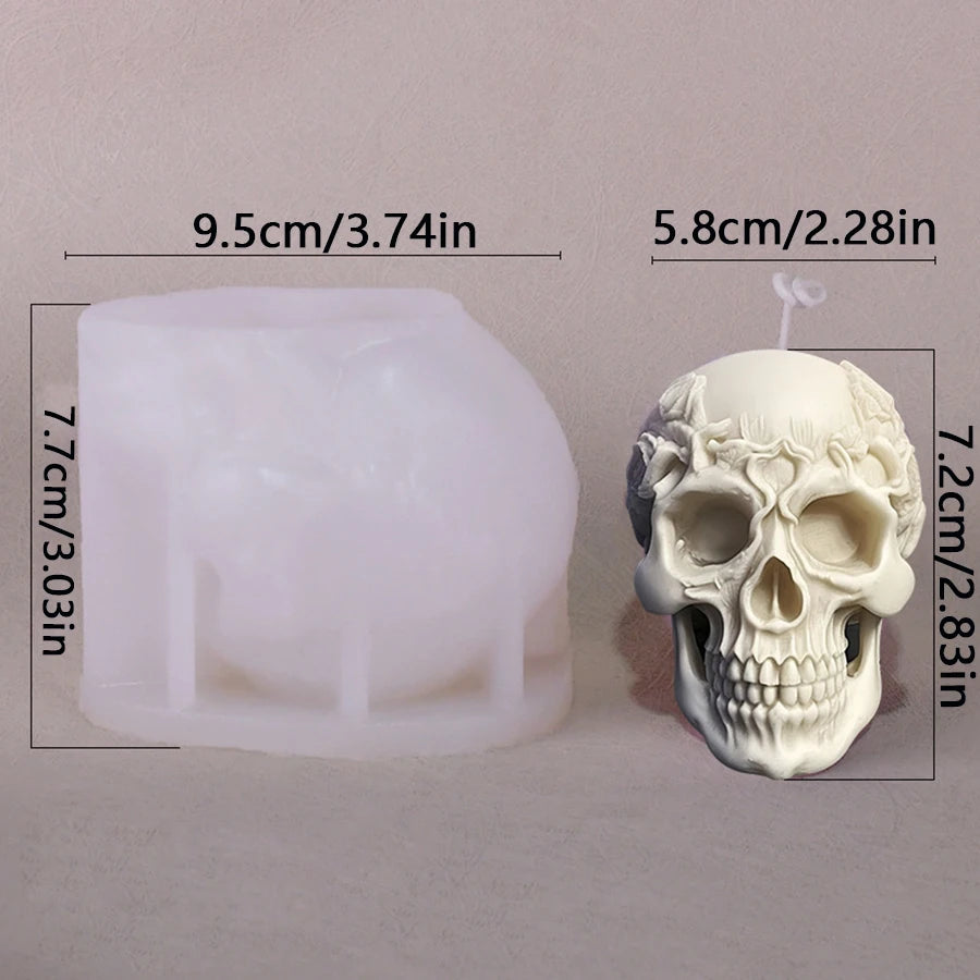 Halloween Rose Skull Candle Mold
