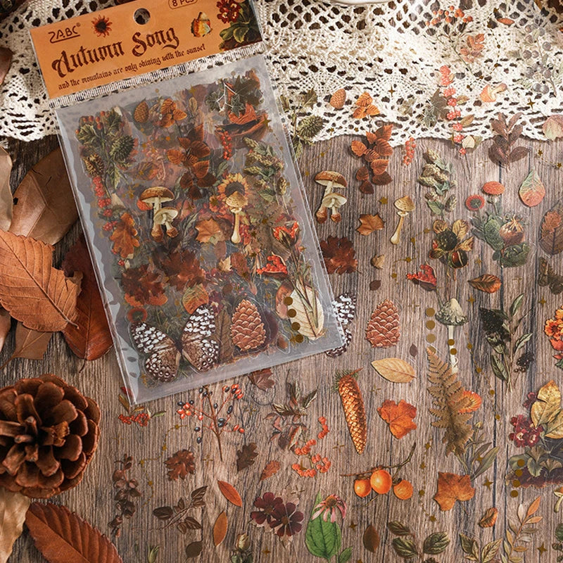 8pcs Vintage Autumn Forest Stickers