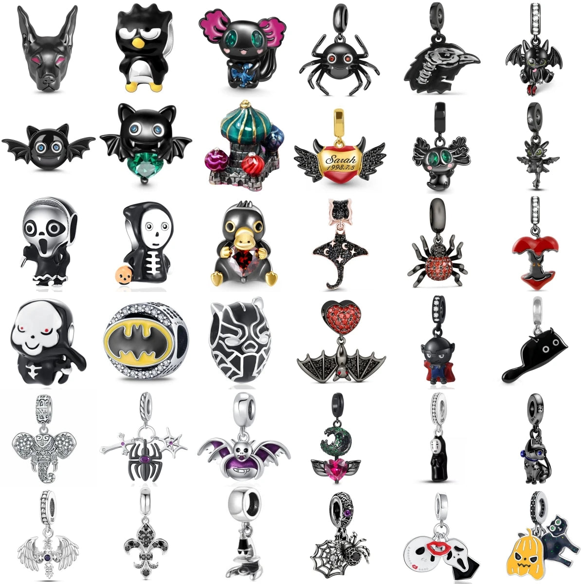 925 Sterling Silver Black Mysterious Charms