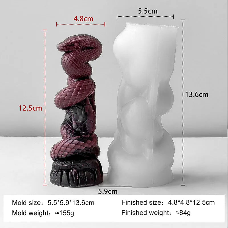 Relief Snake Pillar Candle Mold