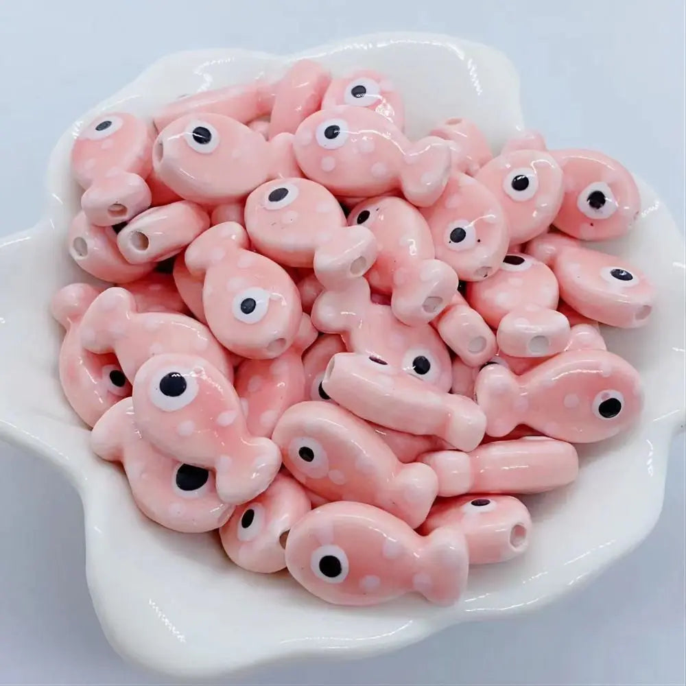 10pcs Handmade Ceramic Small Fish Beads