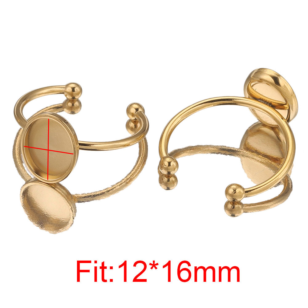10pcs Adjustable Stainless Steel Open Ring Settings