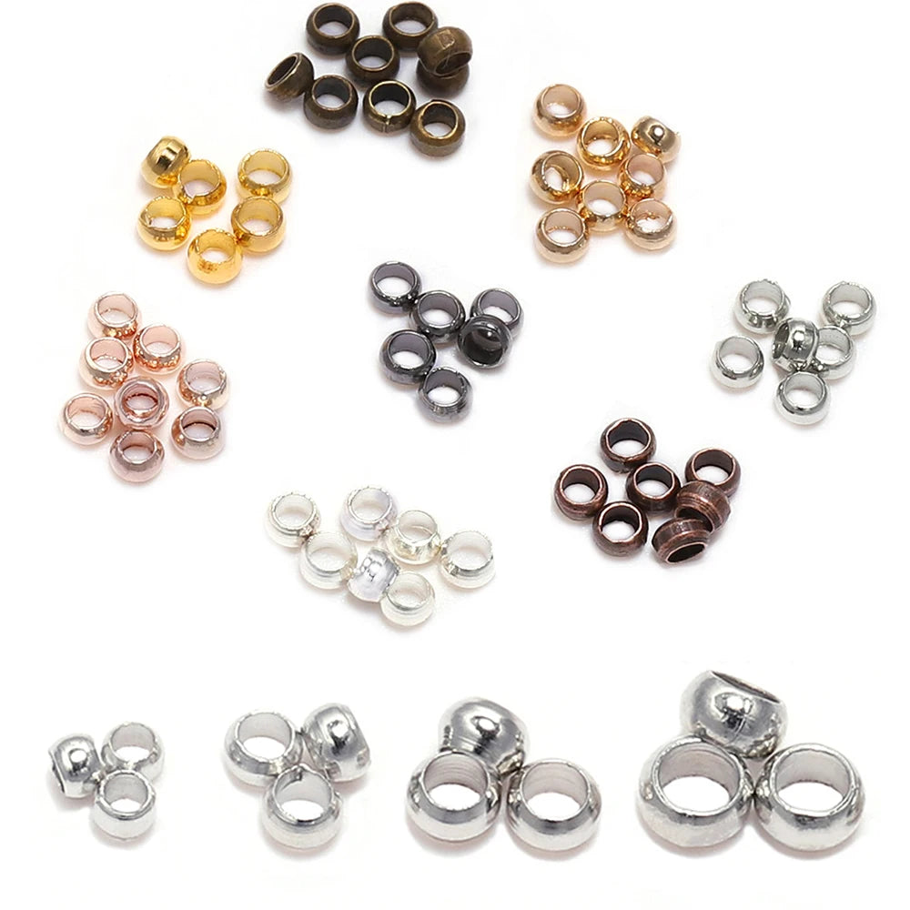 500pcs Gold/Silver/Copper Crimp Beads (1.5–3mm)