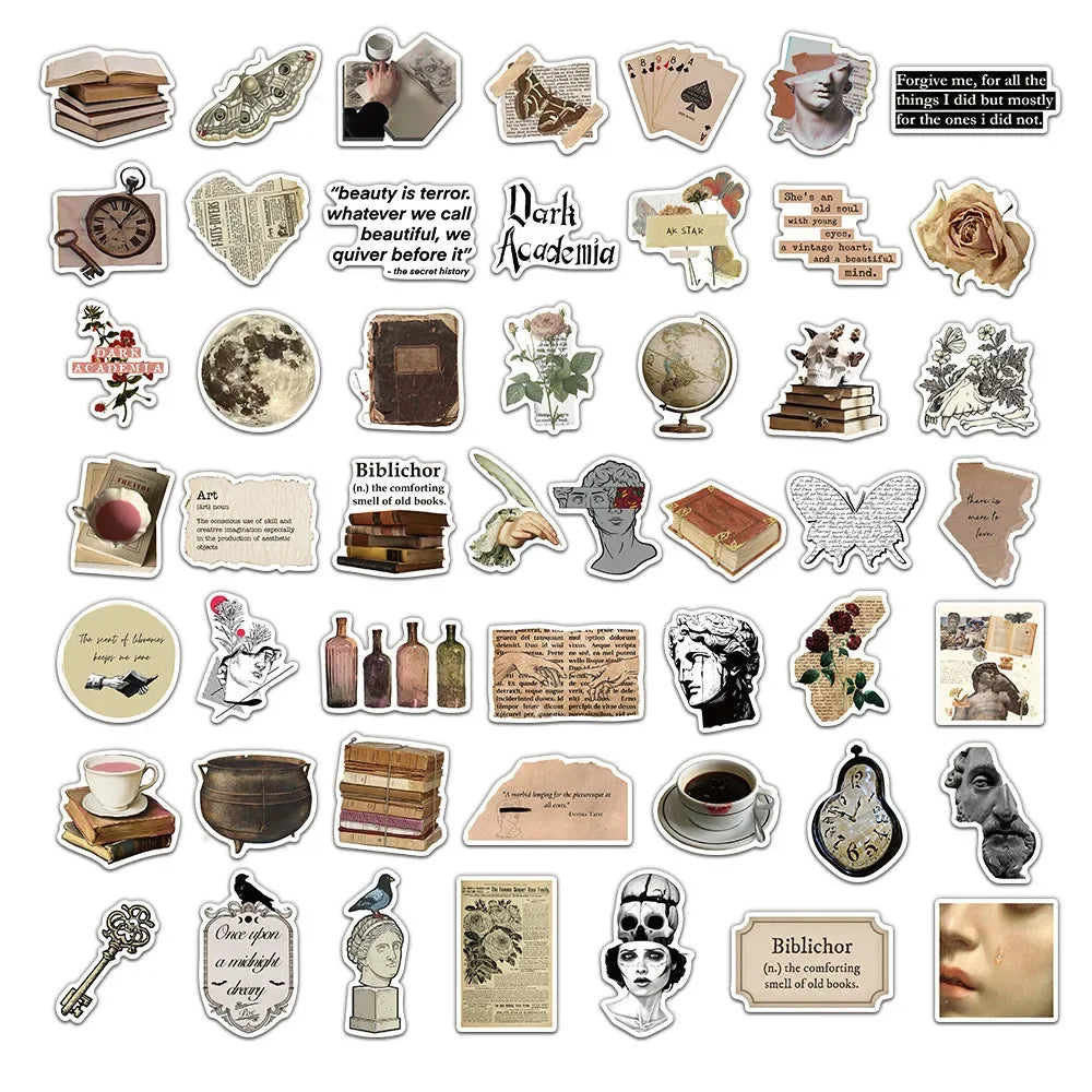 10/25/50pcs Mixed Retro Art Stickers