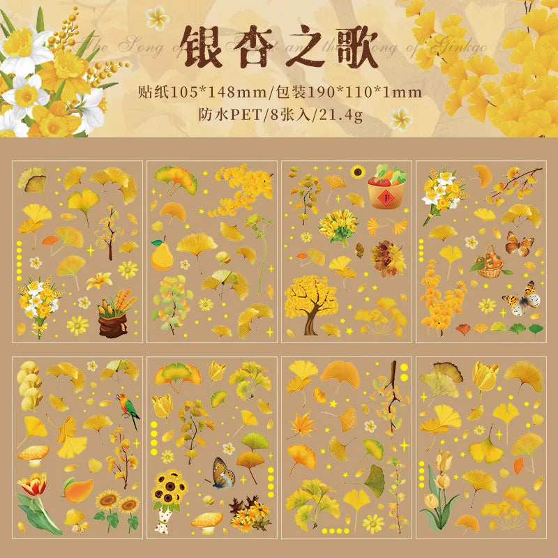 8pcs Vintage Autumn Forest Stickers