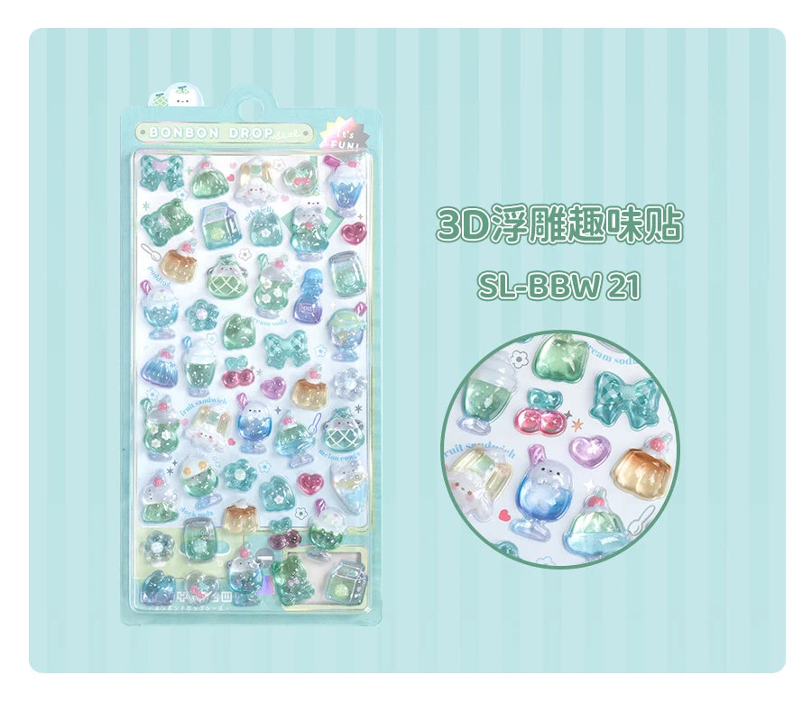 Sweet Fruit & Ice Cream 3D Relief Stickers