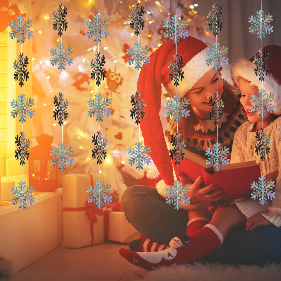 12/120pcs Glitter Paper Snowflake Christmas Decorations