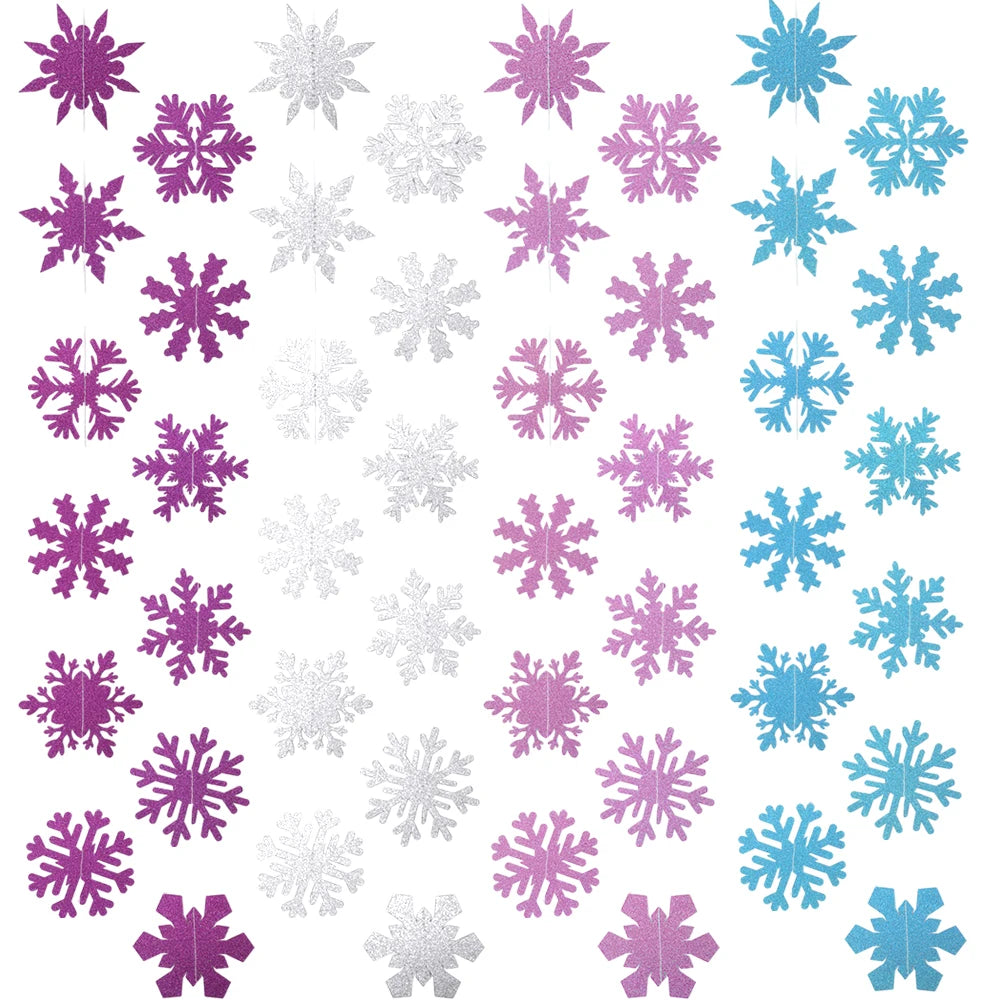 12/120pcs Glitter Paper Snowflake Christmas Decorations