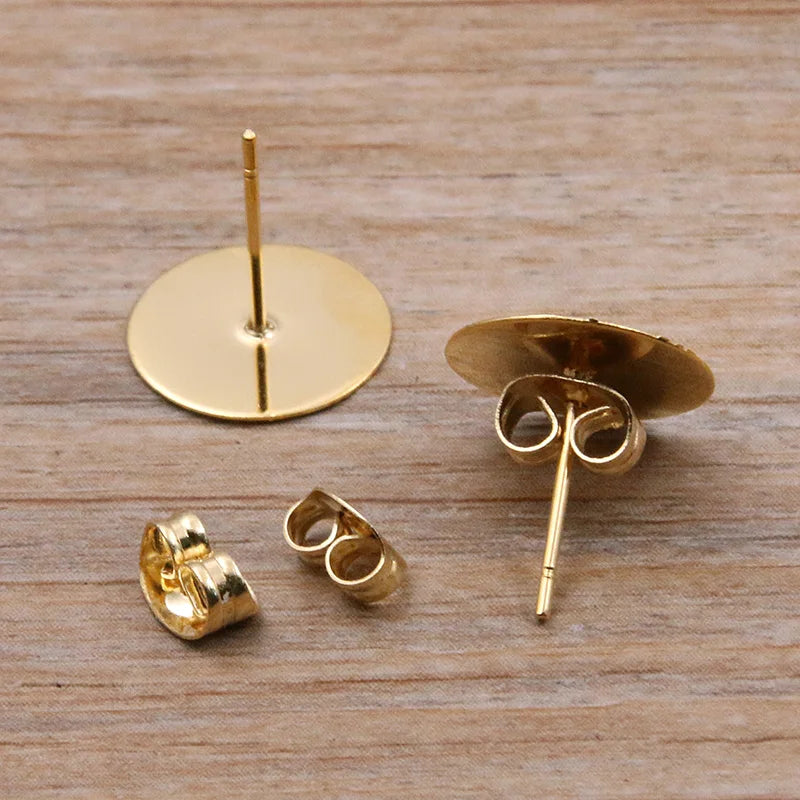 50-100pcs 2-Color Stainless Steel Earring Studs