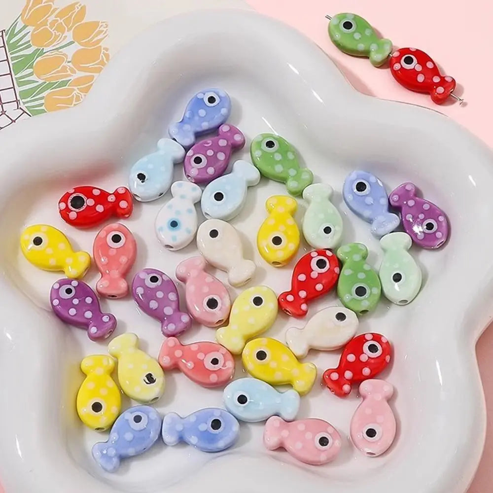 10pcs Handmade Ceramic Small Fish Beads