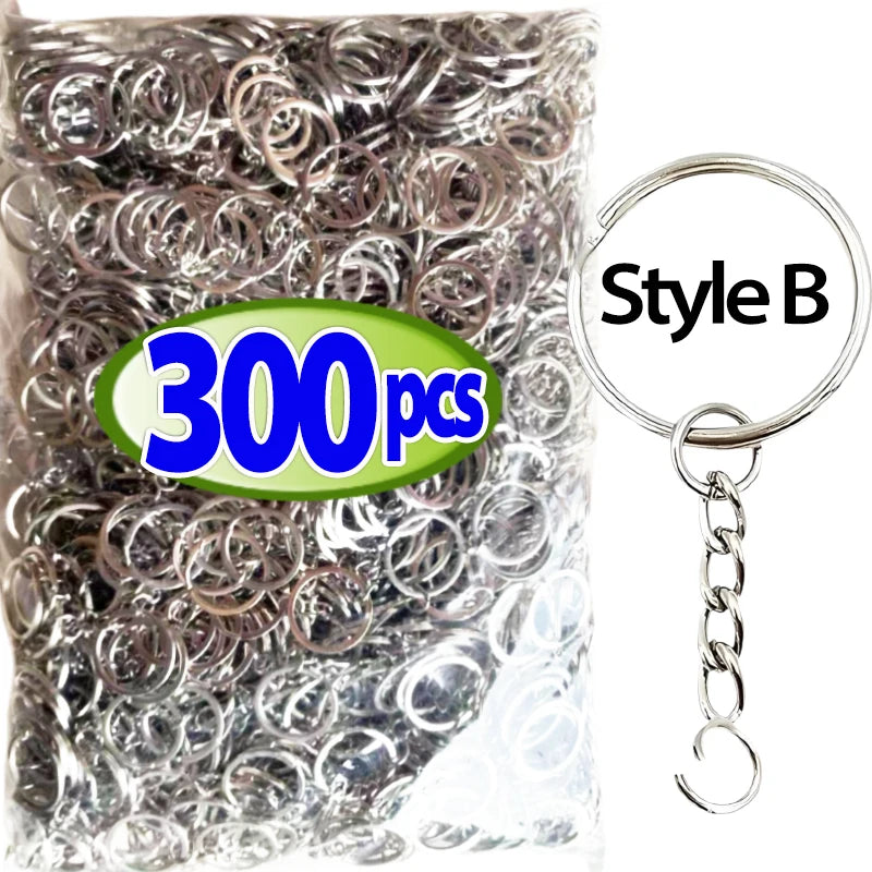 50/500pcs Silver-Plated Metal Blank Keyrings