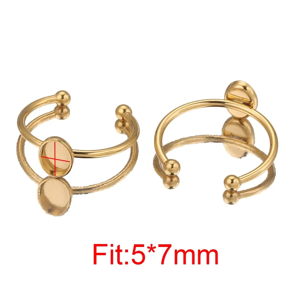 10pcs Adjustable Stainless Steel Open Ring Settings