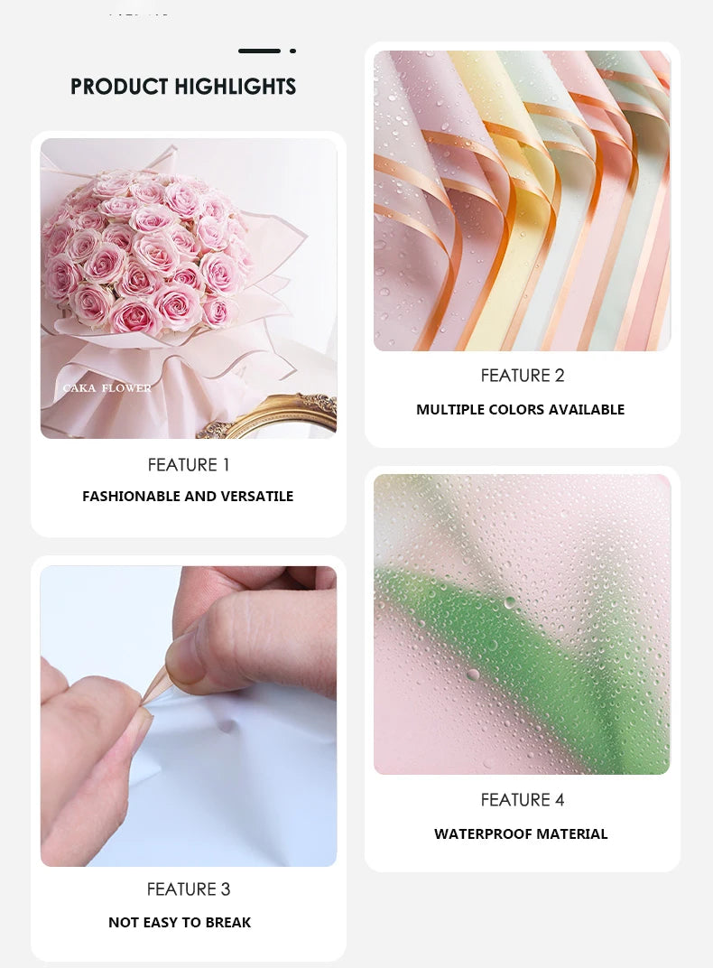 10 Sheets Waterproof Flower Wrapping Paper