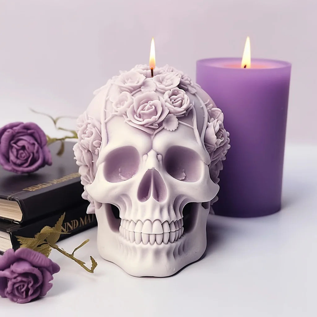 Halloween Rose Skull Candle Mold
